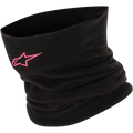 Alpinestars halsskydd, svart och rosa fleece för motorcykelkörning, vindskyddande med termisk isolering