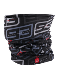 Alpinestars MM93 Neck Tube, Motorcycle Neck Gaiter, Black Anthracite and Bright Red, featuring a recurring gray '93' pattern and Marc Marquez branding, red Alpinestars logos, lightweight silky fabric for spring and summer road riding