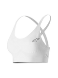 Alpinestars Stella TECH ZX Bra, Women's Motorsport Base Layer, White, featuring a small grey star logo, lightweight flame-resistant LENZING™ FR fabric, thin straps and supportive band for professional auto racing performance