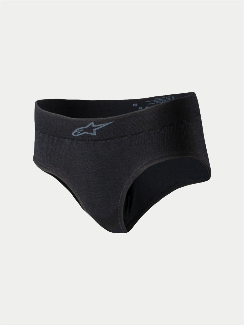 Alpinestars Stella TECH ZX Briefs, racingunderkläder för dam, svarta med grå logotyp på linningen, lätt flamskyddat underställslager, FIA 8856-2018-certifierad, designade för bilracing