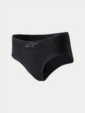 Alpinestars Stella TECH ZX Briefs, racingunderkläder för dam, svarta med grå logotyp på linningen, lätt flamskyddat underställslager, FIA 8856-2018-certifierad, designade för bilracing