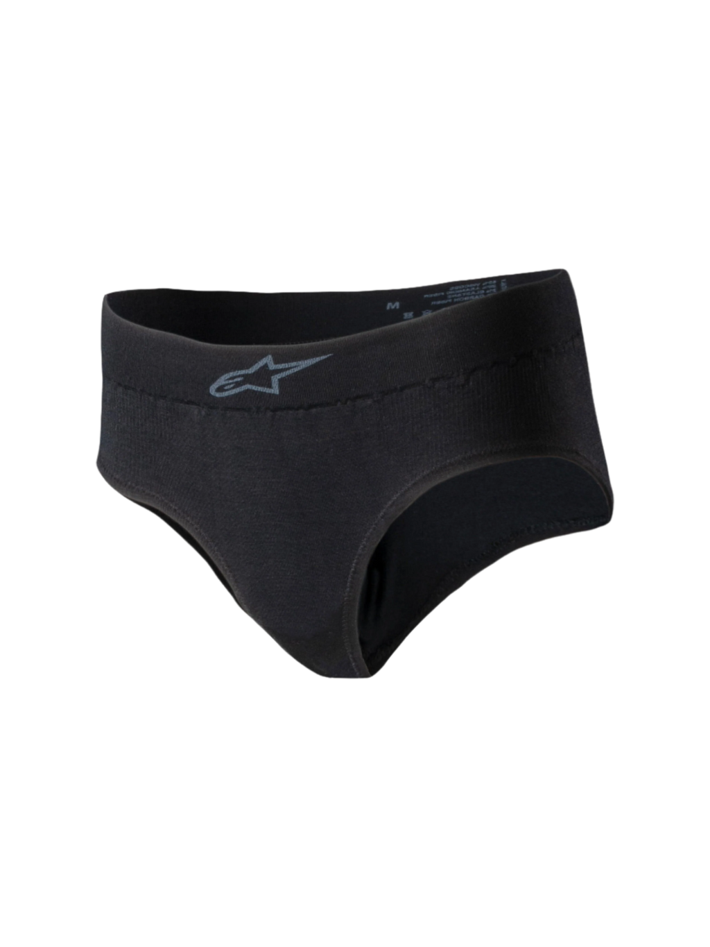 Alpinestars Stella TECH ZX Briefs, racingunderkläder för damer, svarta, med en liten grå Alpinestars-logotyp på midjebandet, lätt flamskyddat stickat material, FIA 8856-2018-certifierat underställslager