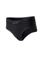 Alpinestars Stella TECH ZX Briefs, racingunderkläder för damer, svarta, med en liten grå Alpinestars-logotyp på midjebandet, lätt flamskyddat stickat material, FIA 8856-2018-certifierat underställslager
