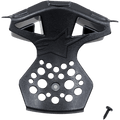 Alpinestars Supertech M10/M8 Helmet Chin Vent Frame, Black replacement part with star logo, textured plastic construction with ventilation holes, includes mounting screw