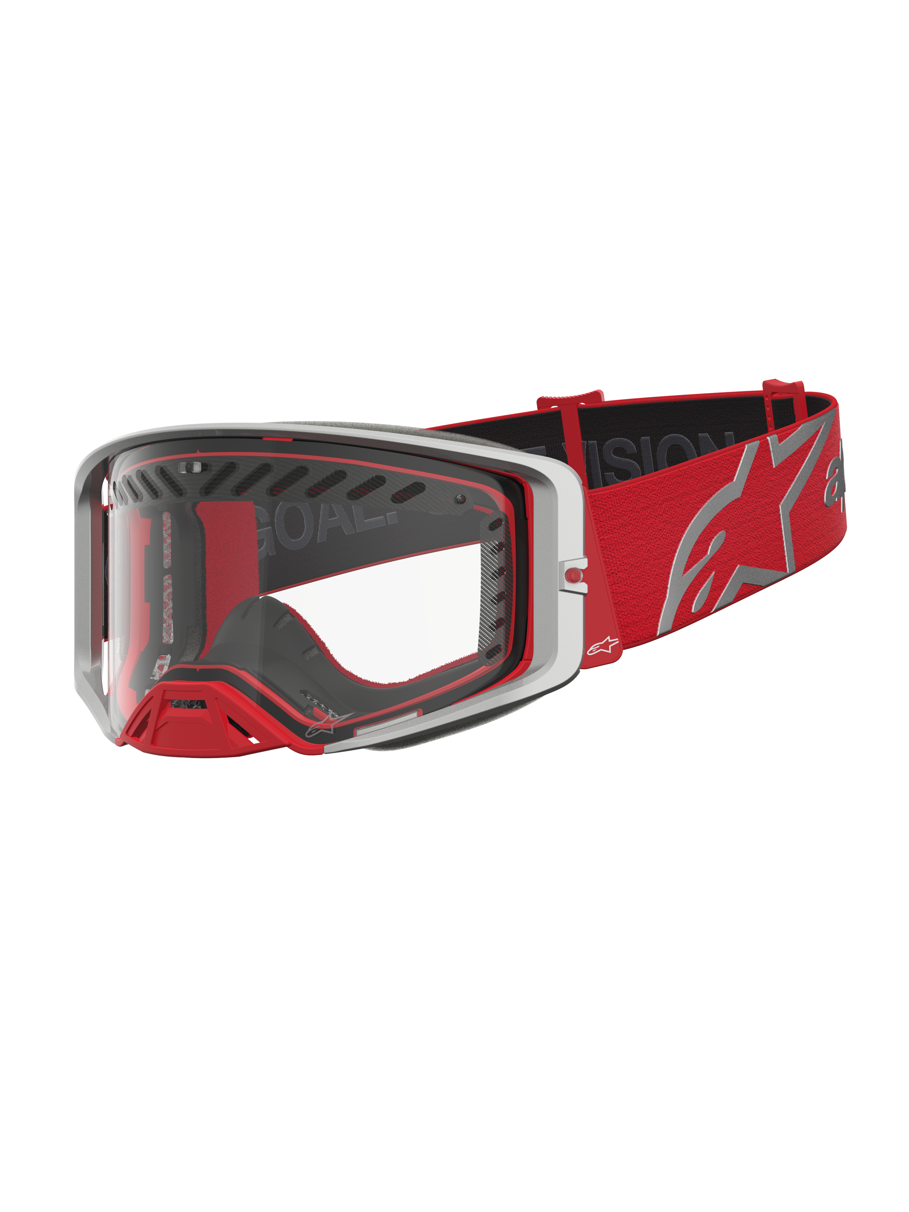 Alpinestars Supertech Dura Air Fluid Goggles, Motocross Racing Goggles, Red and Silver with Clear Polycarbonate Lens.