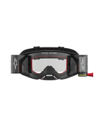 Alpinestars Supertech Firma Roll Off goggles, motocrossracing, svarta och silver med röda detaljer, klart roll-off-system.