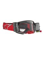 Alpinestars Supertech Firma Roll Off goggles, motocrossglasögon med roll-off-system, röda och silver, klar lins, för terrängkörning.