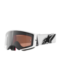 Alpinestars Supertech Corp Goggles Absolute Vision, motocrossglasögon, vit ram med Silver Mirror-lins, brett vitt justerbart band med en stor svart Alpinestars-stjärnlogotyp, högpresterande skyddsglasögon för terrängkörning
