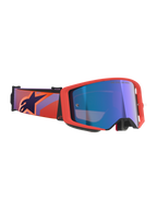 Alpinestars Supertech Vision Corp Goggles, motocrossglasögon, Hot Coral-ram och Mirror Blue-lins, lila- och korallmönstrat band med en mörkblå stjärnlogotyp, mästerskapsbeprövad design för terrängkörning