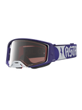 Alpinestars Supertech Atrox Goggles, Motocross racing eyewear in deep blue and white with a mirror silver lens.