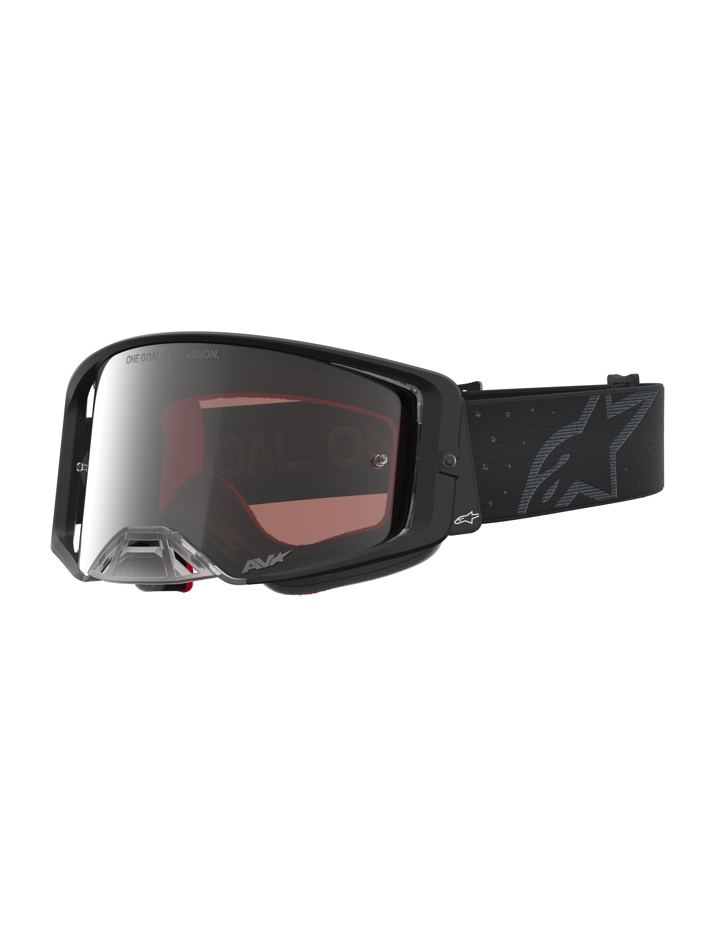 Alpinestars Supertech Cloak goggles, unisex motocrossgoggles för racing, svarta och mirror silver, högkvalitativ polykarbonatlins, professionell utrustning för terrängkörning