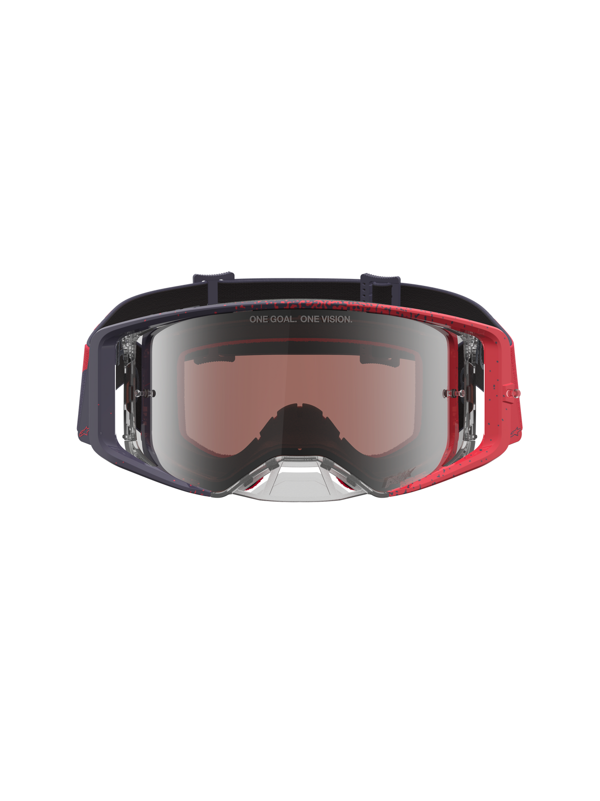 Alpinestars Supertech Hiten goggles, motocrossgoggles för terrängkörning, svarta och röda med spegelsilverlins.