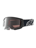 Alpinestars Supertech Hiten goggles för motocross, svarta och vita med silverfärgad spegellins och brett synfält