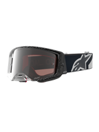 Alpinestars Supertech Hiten goggles för motocross, svarta och vita med silverfärgad spegellins och brett synfält