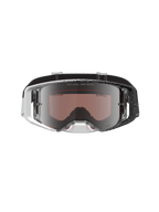 Alpinestars Supertech Hiten goggles, motocrossgoggles med vit och svart spräcklig ram och silverspegelglas, professionellt MX-skydd för terrängkörning