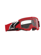 Alpinestars Vision OTG motocrossglasögon, röda, svarta och vita, klar polykarbonatlins, deep volume-ram designad för styrkeglasögon, rött och svart band med vit Alpinestars-logotyp
