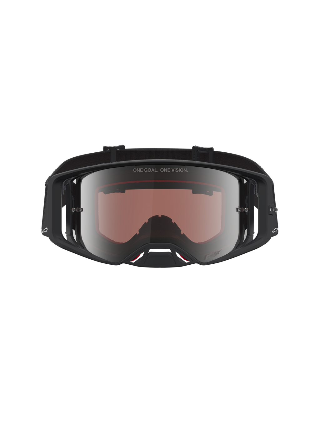 Alpinestars Supertech Vesta goggles, svarta och mattsilver motocross-goggles för terrängkörning, högupplöst speglad lins.