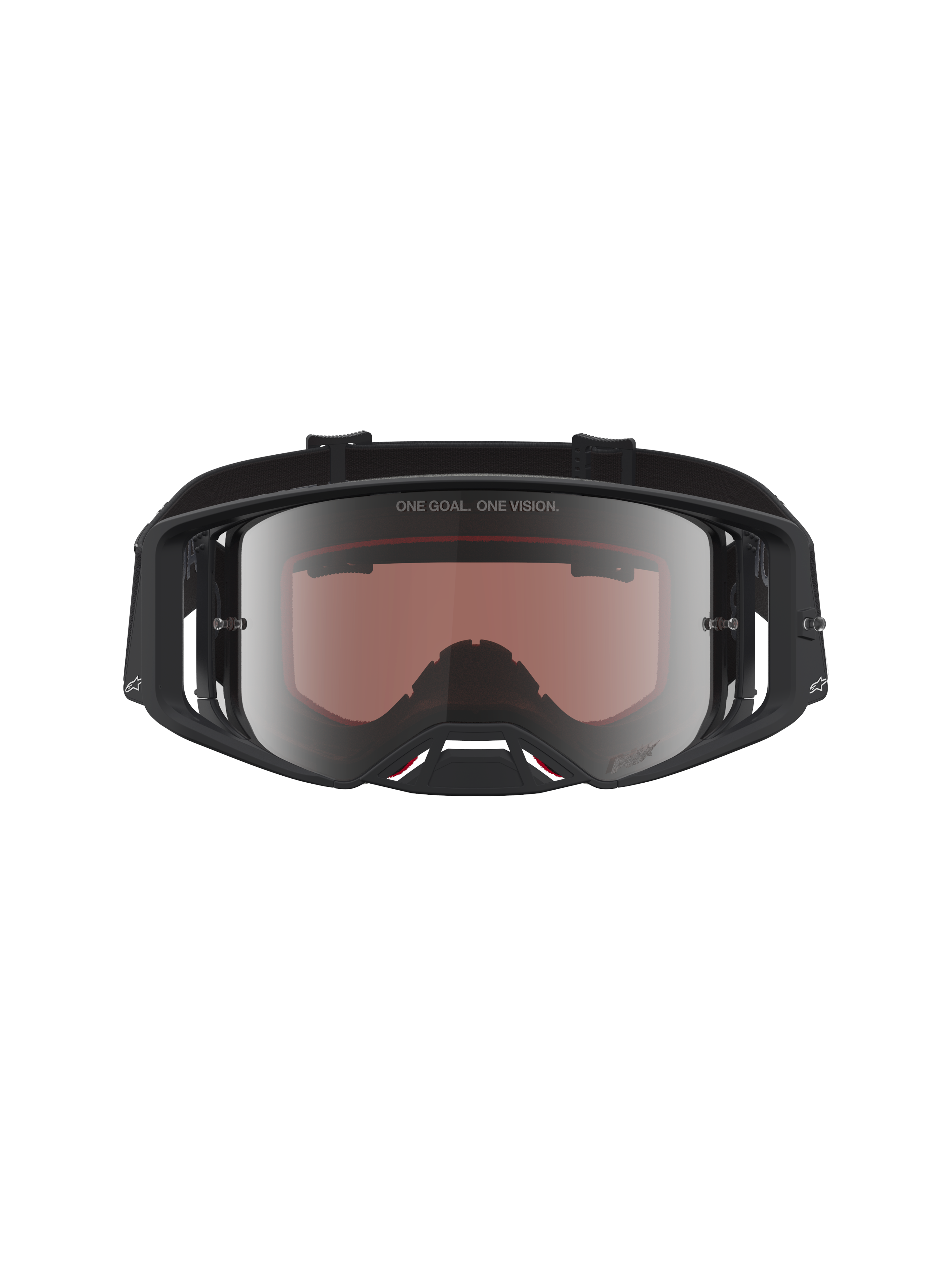Alpinestars Supertech Vesta goggles, svarta och mattsilver motocross-goggles för terrängkörning, högupplöst speglad lins.