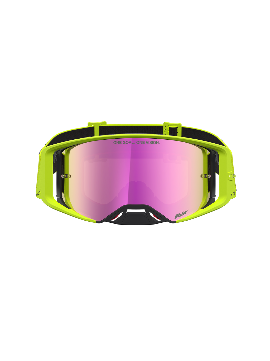 Alpinestars Supertech Vesta Goggles, Motocross racing eyewear, Yellow Fluo with Pink Mirror Lens for clear off-road vision.