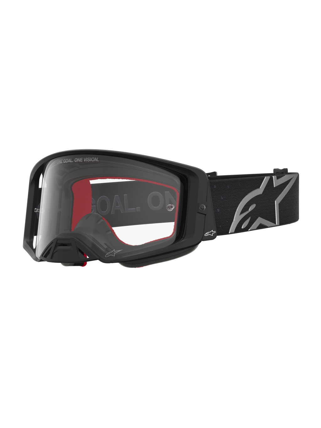 Alpinestars Supertech Vesta goggles, mattsvarta och silver med klar lins för motocross och terrängkörning