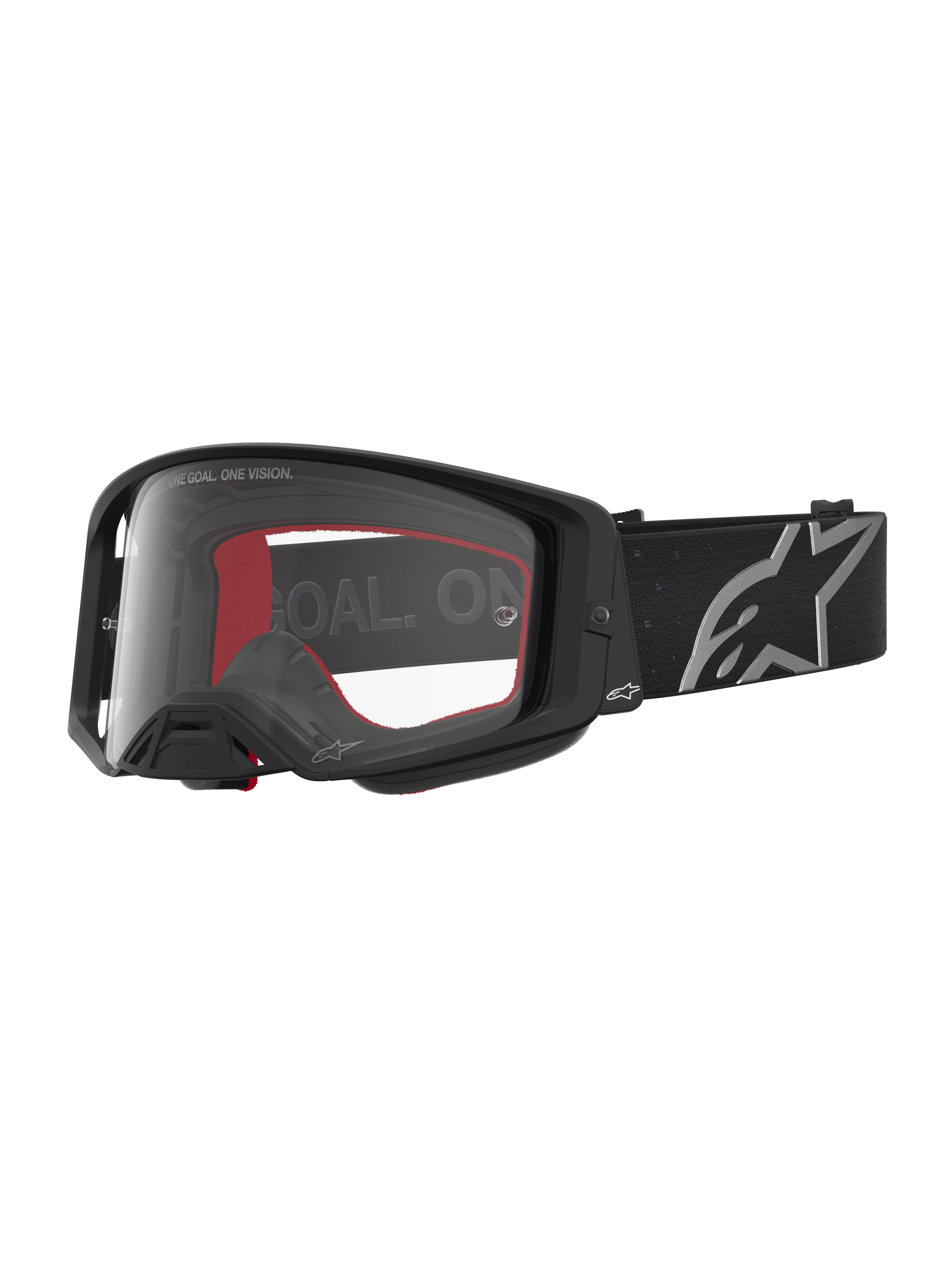 Alpinestars Supertech Vesta goggles, mattsvarta och silver med klar lins för motocross och terrängkörning