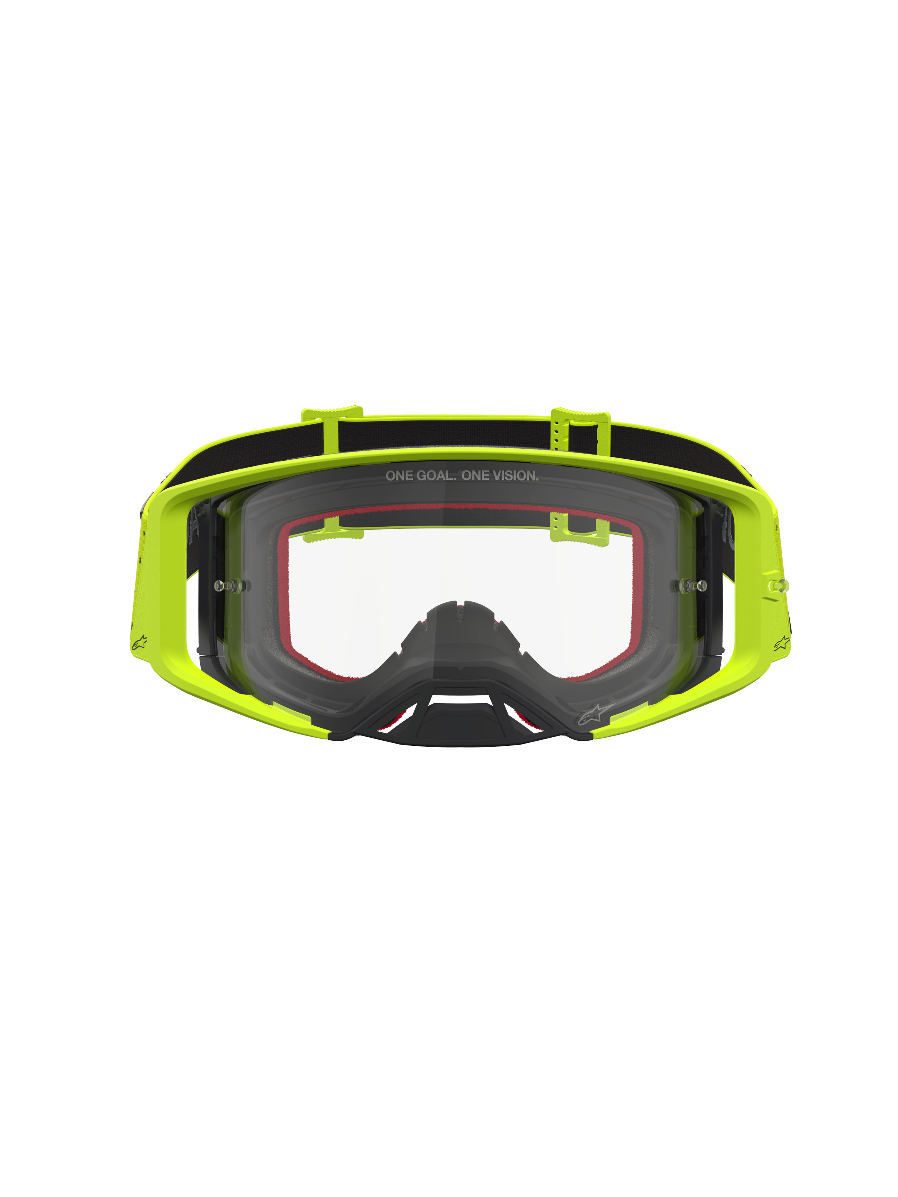 Alpinestars Supertech Vesta Goggles, Motocross racing eyewear, Fluorescent Yellow and Black, with a clear anti-fog lens.