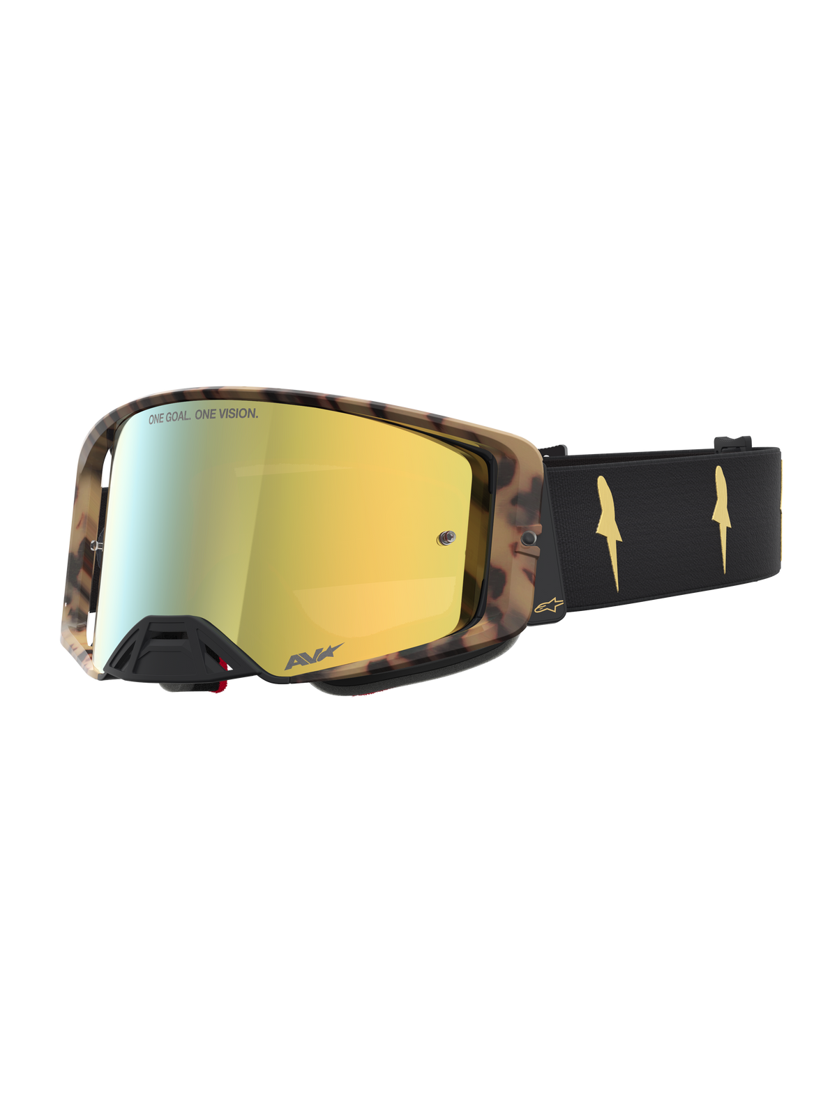 Alpinestars Limited Edition Supertech Zona Goggles, motocross goggles, black and brown mirror gold, featuring high-grade optics and mirror lens