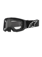 Alpinestars Vision 8 Corp Goggles - Dubbellins, motocrossglasögon, svart ram med klar dubbellins, brett svart band med en framträdande vit Alpinestars-stjärnlogotyp, elegant prestandadesign med ventilationsöppningar för terrängkörning.