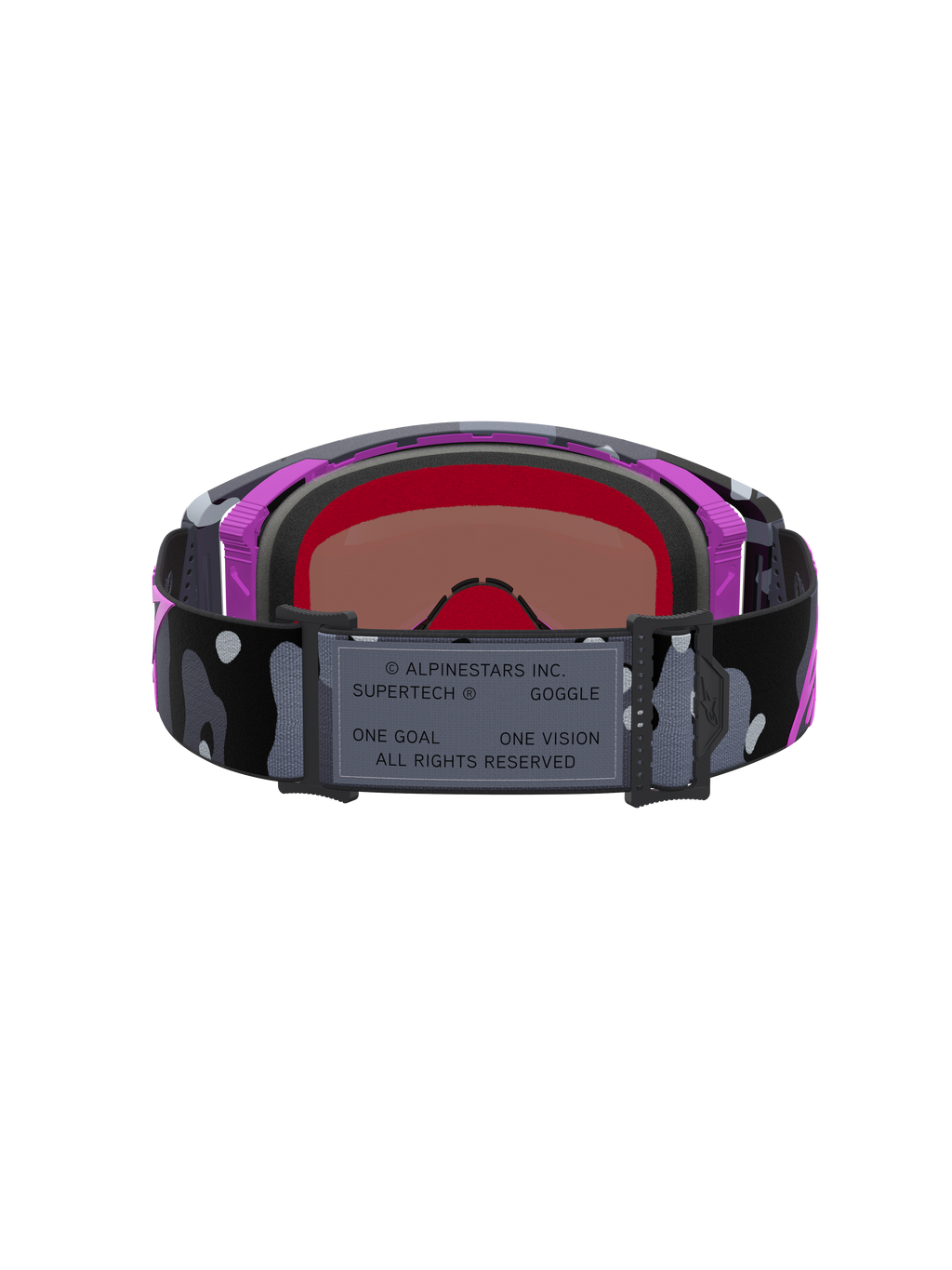 Begränsad Upplaga Supertech Lone Goggles, motocrossgoggles med kamouflerad rem och spegelrosa lins, lila och svarta, för högkontrastsyn