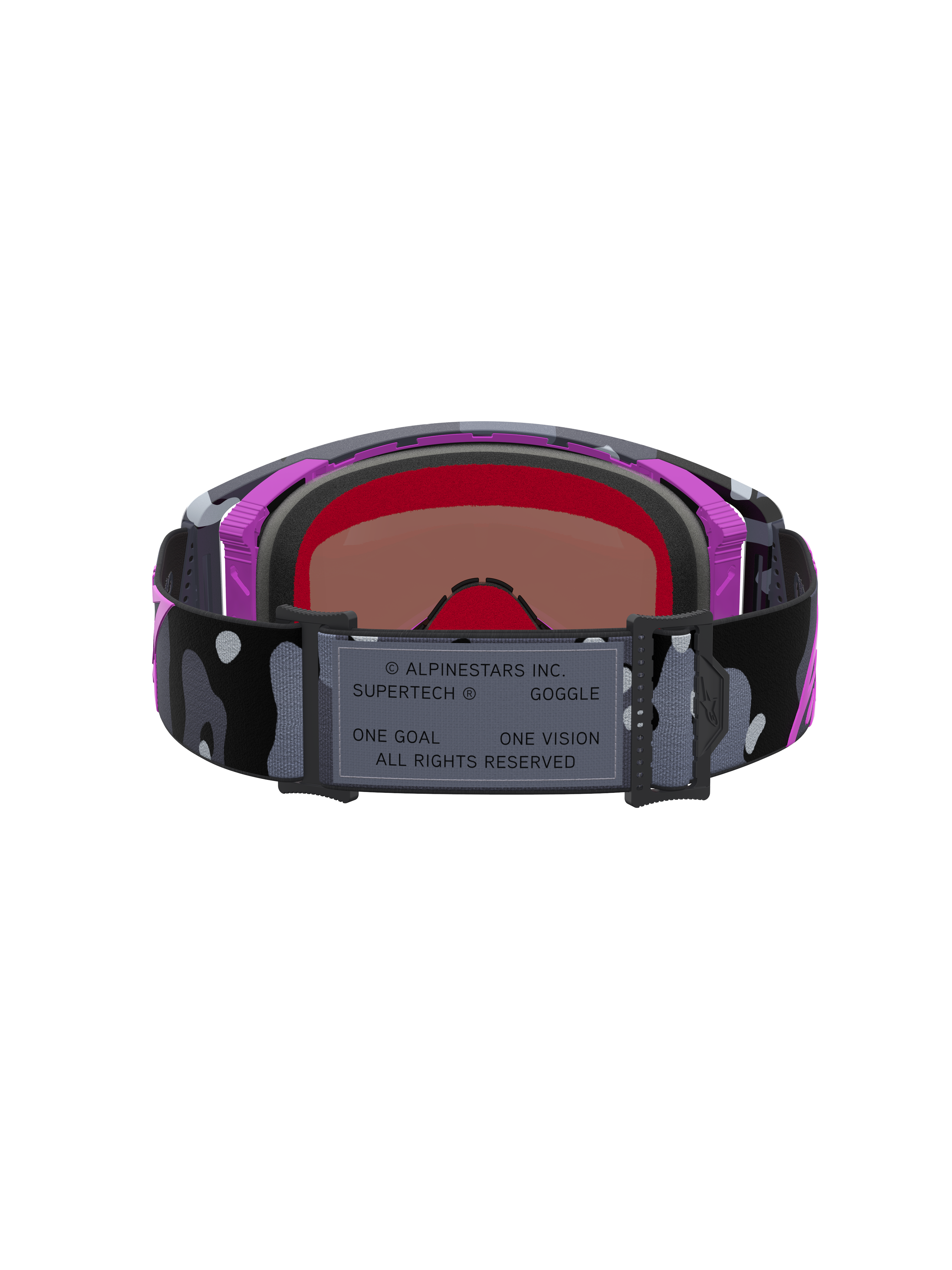 Begränsad Upplaga Supertech Lone Goggles, motocrossgoggles med kamouflerad rem och spegelrosa lins, lila och svarta, för högkontrastsyn