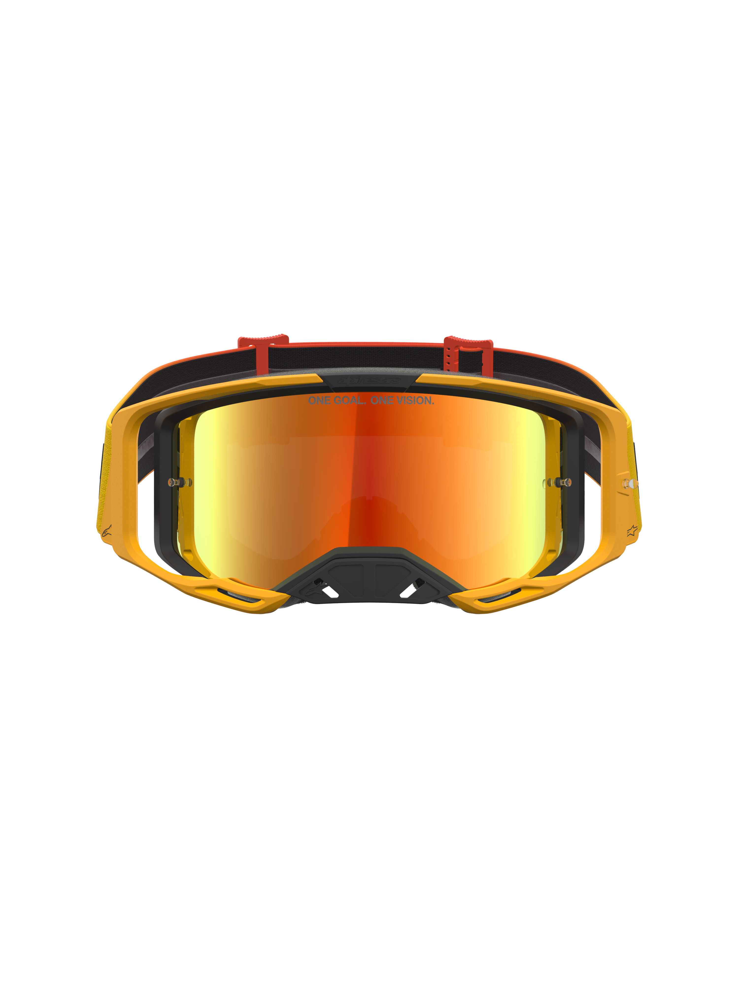Alpinestars Vision 8 Amber Mirror Goggles, Red and Black MX goggles featuring a contrast-tuned amber mirror lens.
