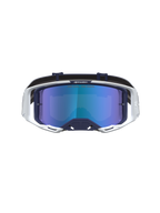 Alpinestars Vision 8 Amber goggles för motocross, mörkblå och vit ram med blå spegellins och RAM-AIR-ventilation.