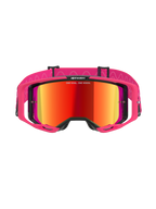 Alpinestars Vision 8 Corp Goggles, motocrossglasögon, Pink Mirror Red, med rosa A-FLEX-ram och röd spegellins, rosa rem med vita vågmönster och logotyp, professionella skyddsglasögon för terrängkörning