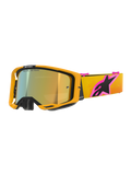 Alpinestars Vision 8 Corp Goggles, motocrossglasögon, orange ram med Mirror Gold-lins, gult och orange tonat band med en stor rosa och svart Alpinestars-logotyp, strömlinjeformad högpresterande design för terrängkörning