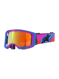 Alpinestars Vision 8 Corp Goggles, motocrossglasögon med en blå och lila A-FLEX-ram, orange spegellins med "ONE GOAL. ONE VISION."-branding, rem med färgövergång från rosa till orange och en stor svart stjärnlogotyp, högpresterande ögonskydd för terrängkörning