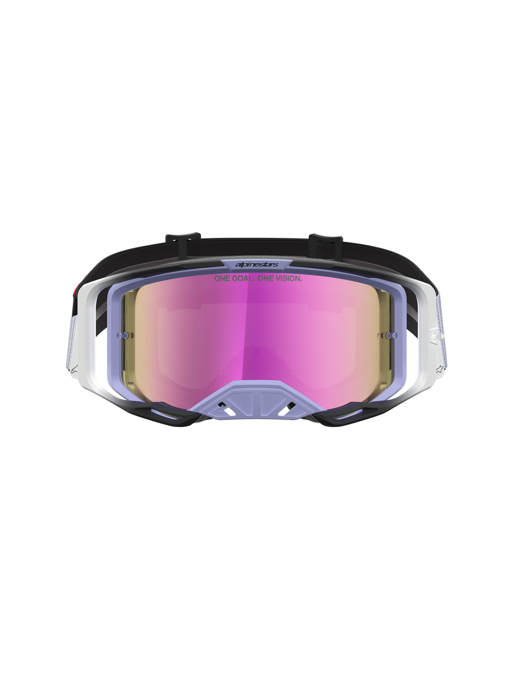 Alpinestars Vision 8 Maven goggles, motocross-goggles i ljuslila och svart med rosa imfri spegellins, RAM-AIR-ventilation och A-FLEX-ram för terrängkörning