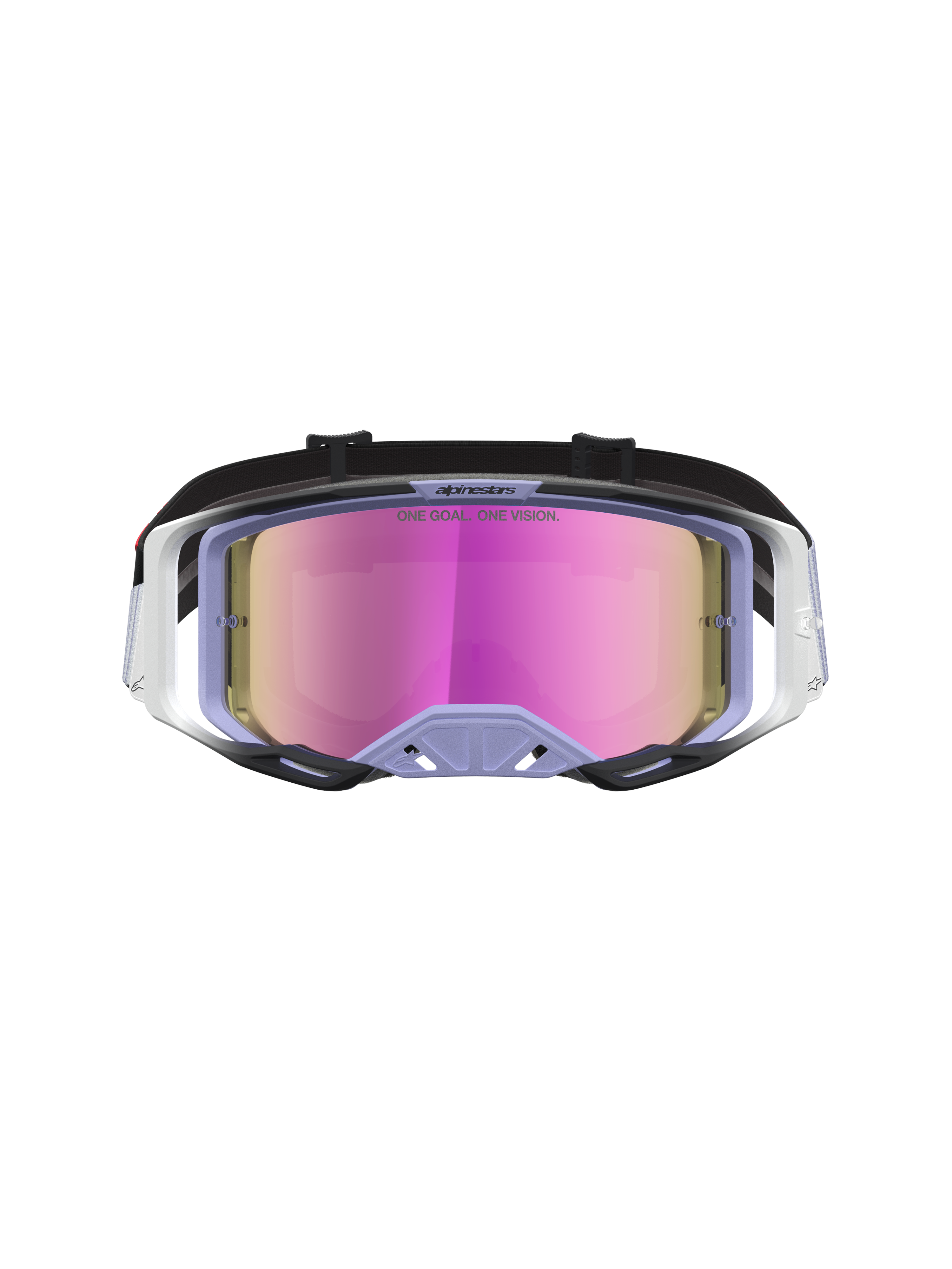 Alpinestars Vision 8 Maven goggles, motocross-goggles i ljuslila och svart med rosa imfri spegellins, RAM-AIR-ventilation och A-FLEX-ram för terrängkörning