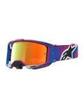 Alpinestars Vision 8 Maven Goggles, Motocross, Blue and Pink, Red Mirror Lens, lightweight A-FLEX frame construction.