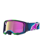 Alpinestars Vision 8 Maven goggles, blå motocrossglasögon med lila och rosa spegellins, A-FLEX-ram och RAM-AIR-ventilation
