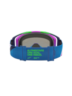 Alpinestars Vision 8 Maven goggles, motocrossgoggles för racing, blå och lila, blått band med grön One Goal One Vision-logotyp, RAM-AIR-ventilation.
