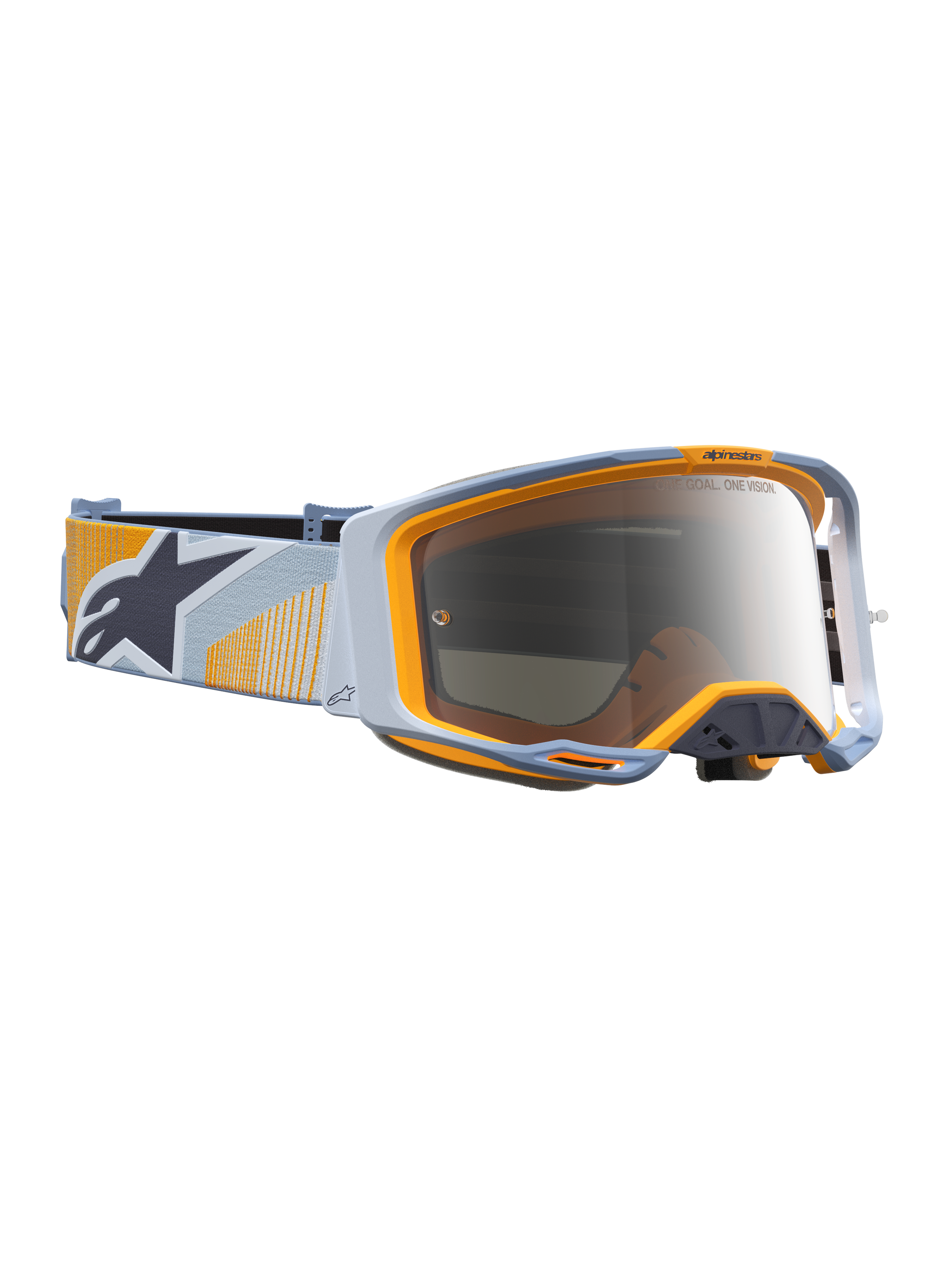 Alpinestars Vision 8 Maven goggles, motocross-goggles i blått och orange med silverfärgad spegellins och RAM-AIR-ventilation