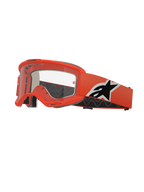 Alpinestars Vision 5 Corp goggles, motocrossglasögon, klarorange med klar lins, orange rem med svart och vit Alpinestars-logotyp, tjockt svart ansiktsskum, RAM-AIR-ventilationsöppningar, aerodynamisk design för terrängkörning