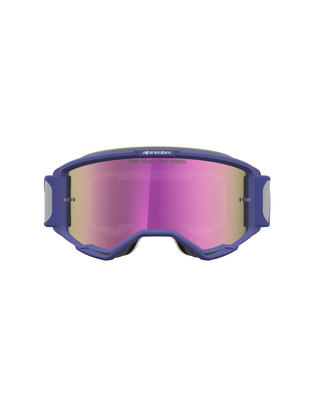Alpinestars Vision 5 Drag goggles, motocrossgoggles med lila A-FLEX-ram, rosa spegellins och RAM-AIR-ventilation.
