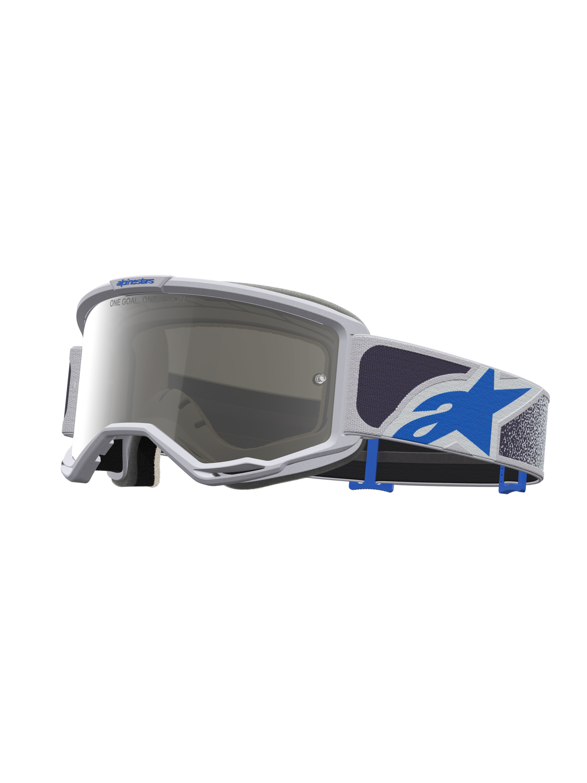 Alpinestars Vision 5 Drag goggles, motocrossgoggles för terrängkörning, unisex, ljuslila och blå med silver spegellins och A-FLEX-ram