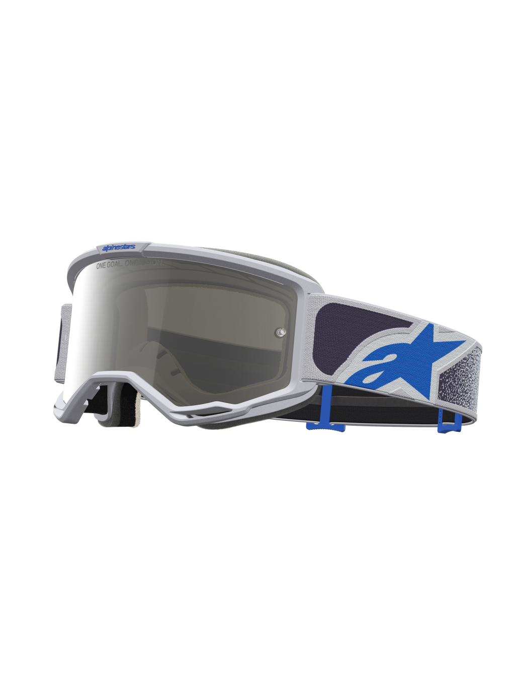 Alpinestars Vision 5 Drag goggles, motocrossgoggles för terrängkörning, unisex, ljuslila och blå med silver spegellins och A-FLEX-ram
