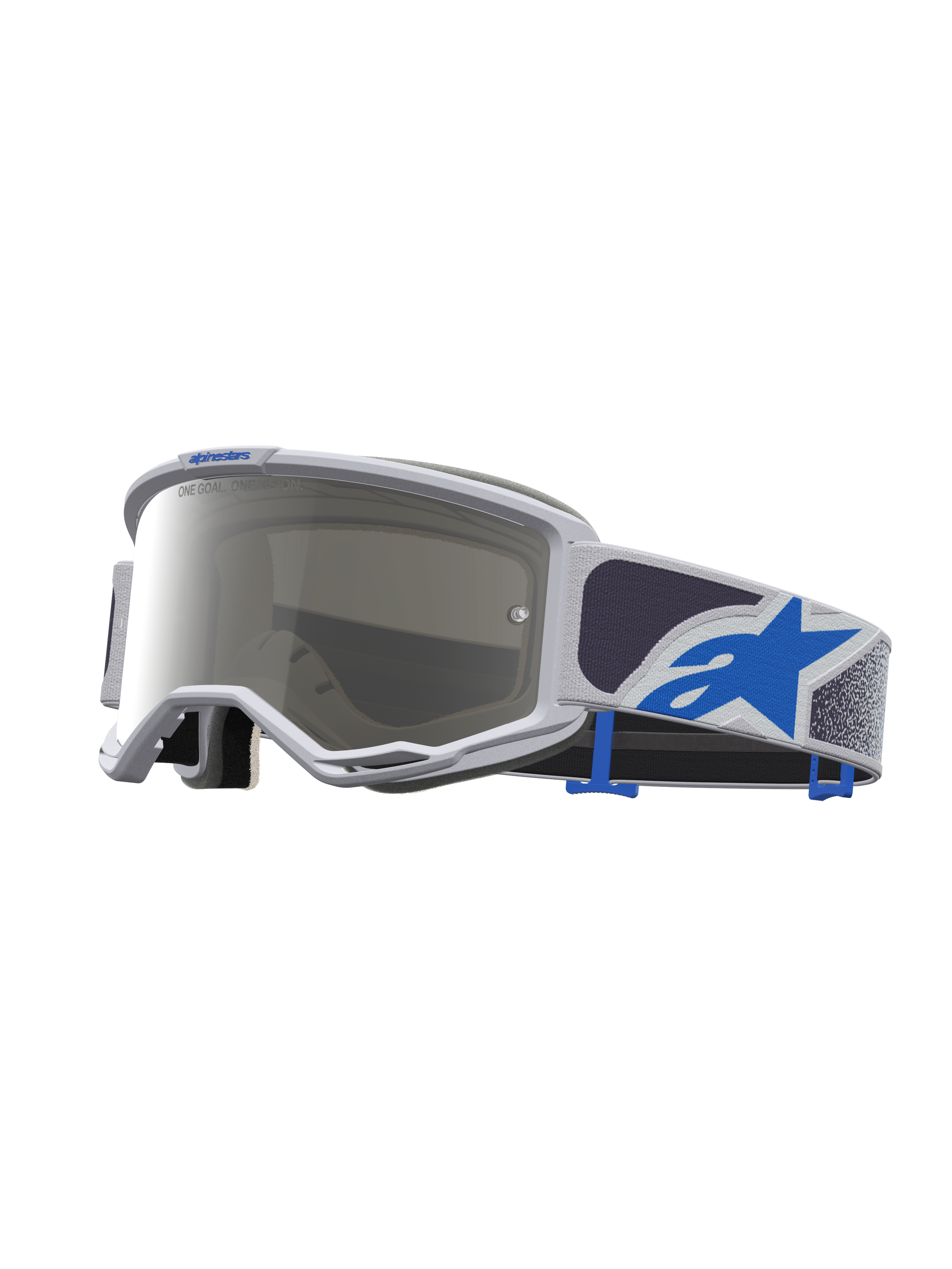 Alpinestars Vision 5 Drag goggles, motocrossgoggles för terrängkörning, unisex, ljuslila och blå med silver spegellins och A-FLEX-ram