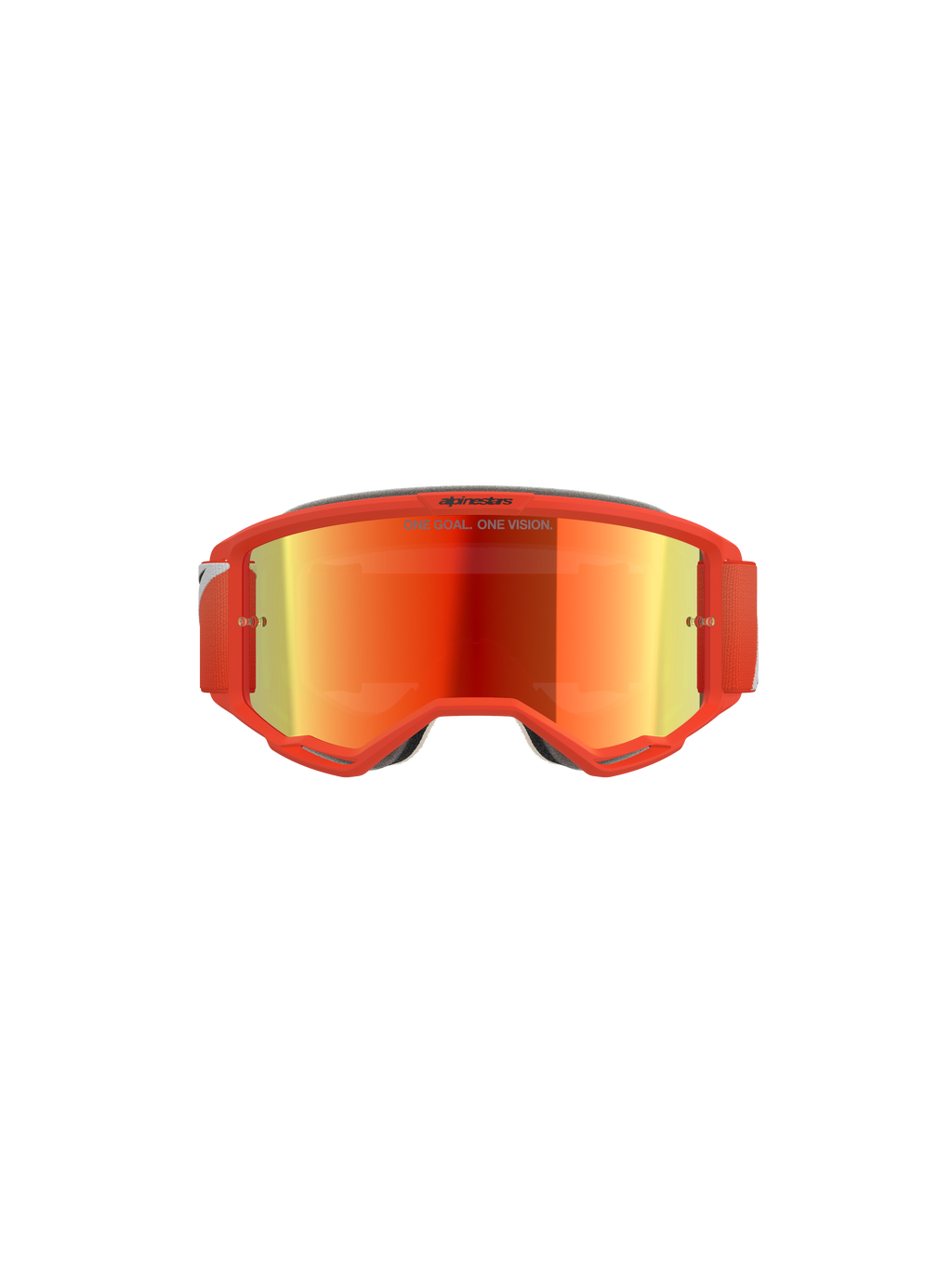 Alpinestars Vision 5 Corp Goggles, motocrossglasögon, orange ram med Orange Mirror Red reflekterande lins, röd justerbar rem, smidig design för terrängkörning