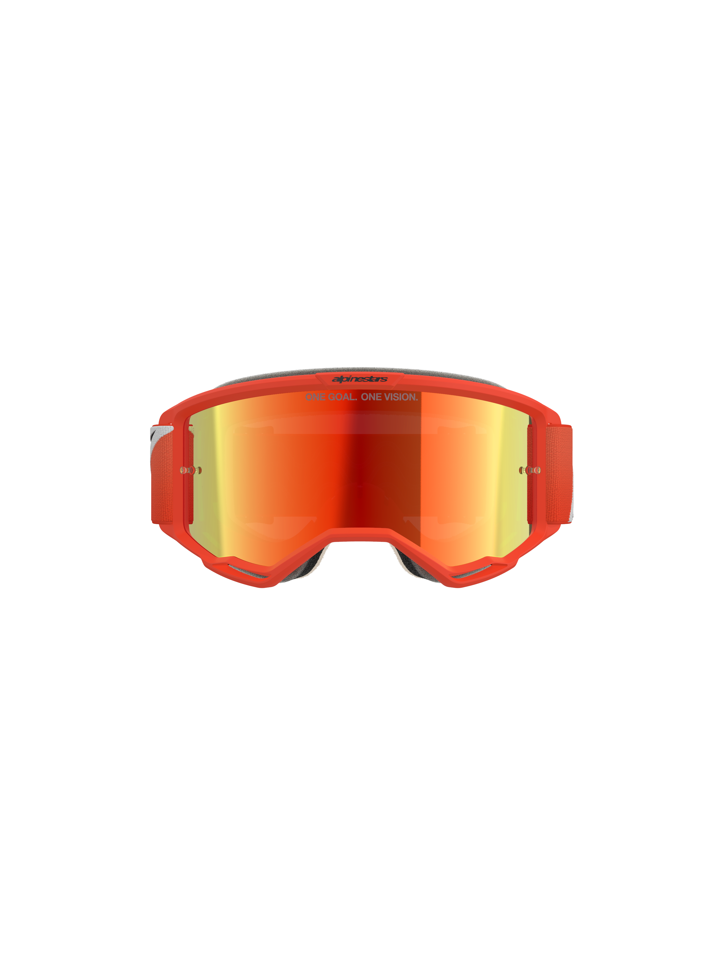 Alpinestars Vision 5 Corp Goggles, motocrossglasögon, orange ram med Orange Mirror Red reflekterande lins, röd justerbar rem, smidig design för terrängkörning