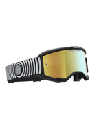 Alpinestars Vision 5 Hone goggles, svarta och vita motocrossgoggles med guldspegellins och flexibel A-FLEX-ram