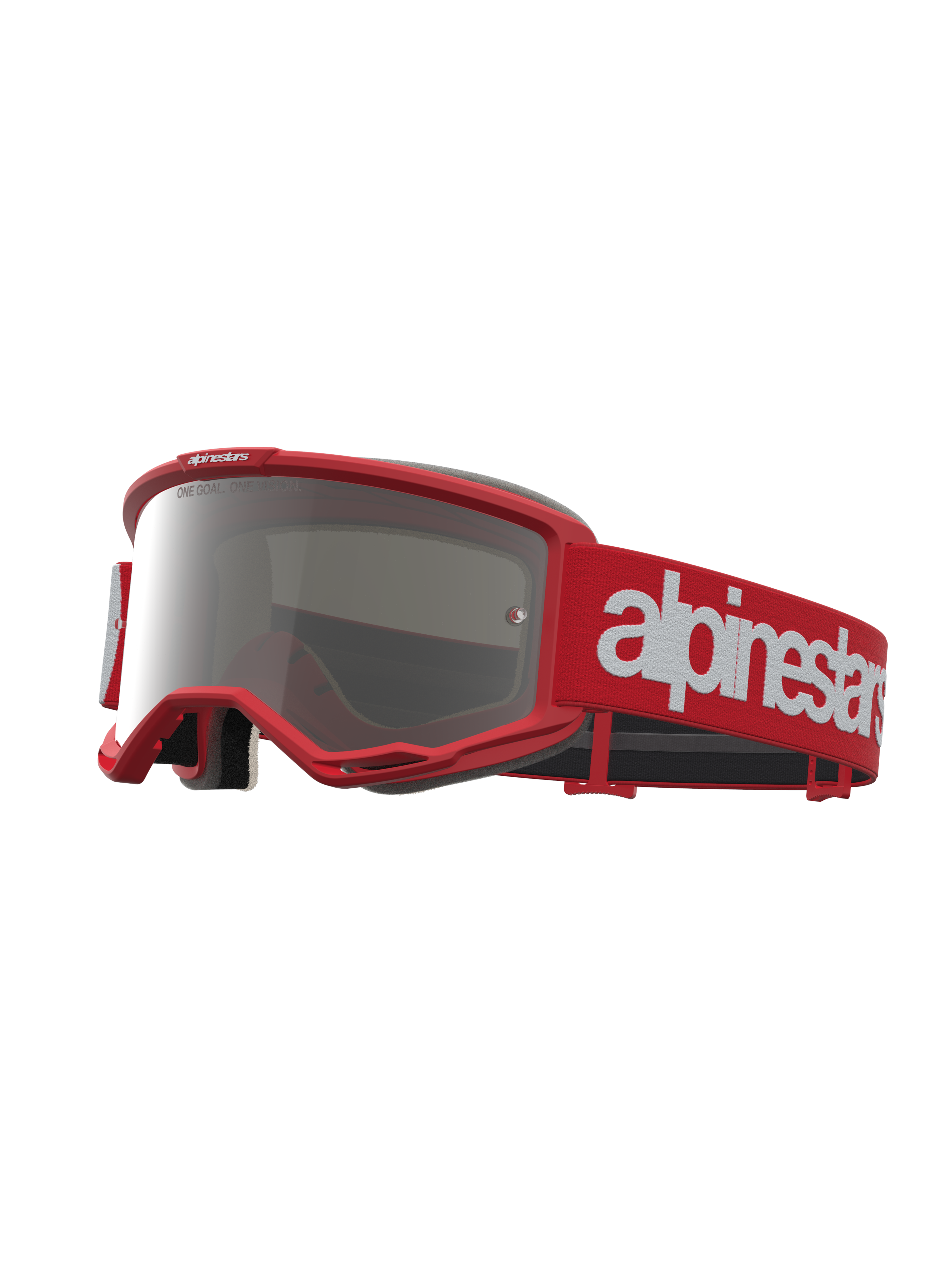 Alpinestars Vision 5 Hone Goggles for Motocross, Red and White, Mirror Silver Lens, A-FLEX frame, RAM-AIR ventilation.
